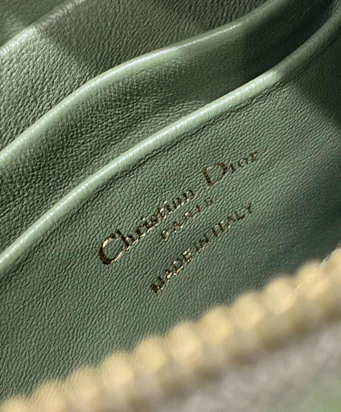 Christian Dior Caro Zipped Pouch Cowhide Green